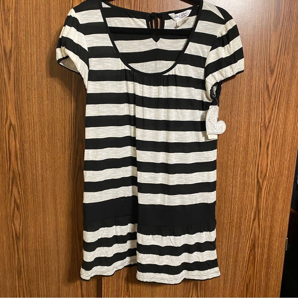 Lots of Love By Speechless Dress Tunic Top Black and White Stripes for Girl